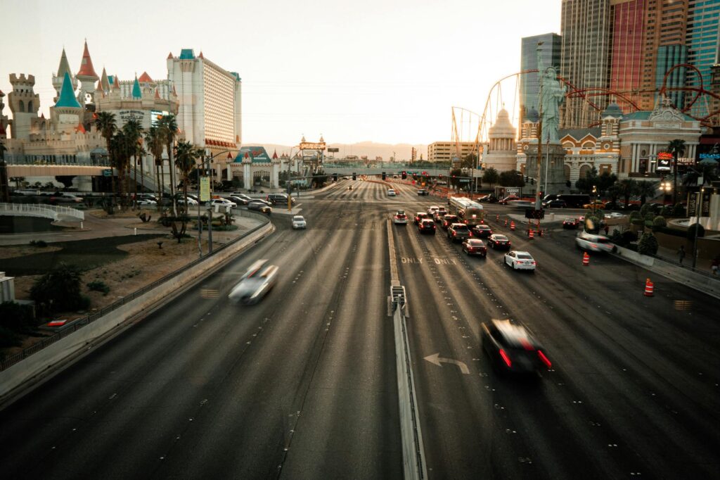 Image of a Nevada highway with cars, showcasing the need for affordable car insurance Nevada.