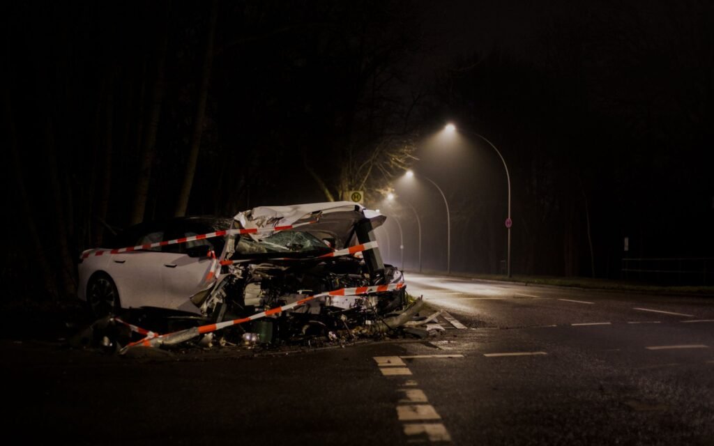 Image of a car accident scene showing damage and police presence. — after car accident Nevada insurance